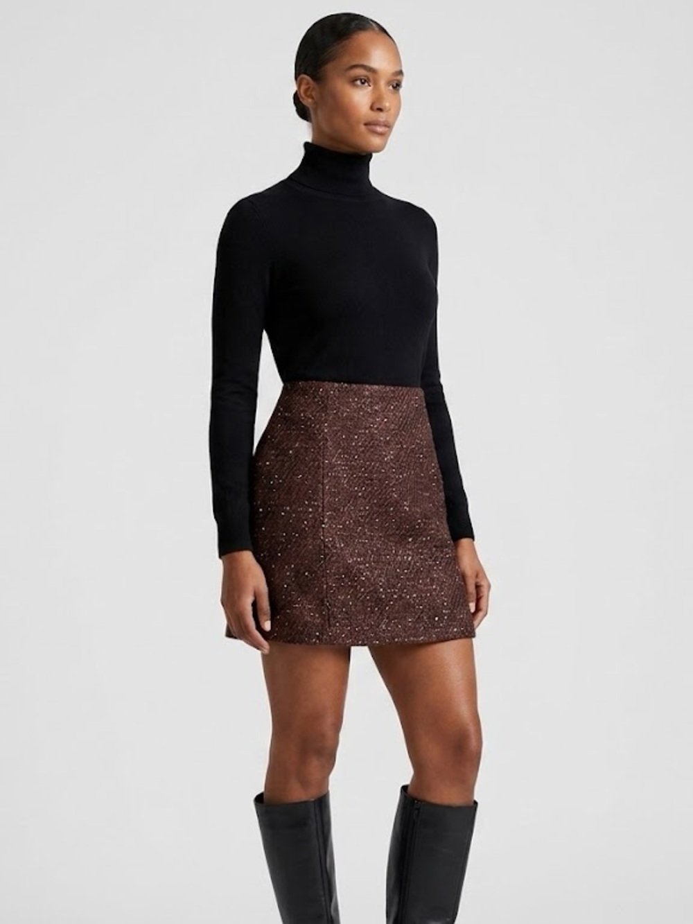 Calvin Klein Tweed Metallic Fleck Mini Skirt
